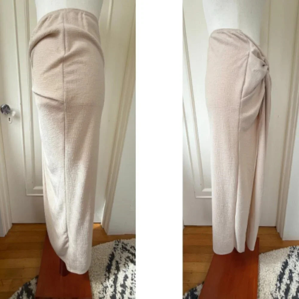 ASOS Cream Textured Twist Mdid Sarong Skirt Size 10
